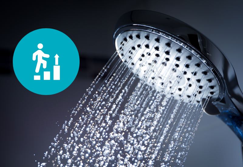 paume de douche pression