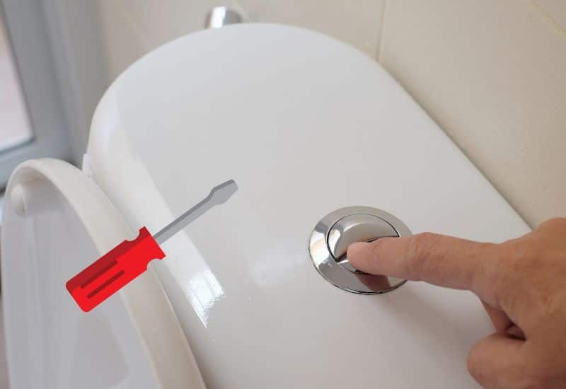 bouton poussoir de toilette avec tournevis rouge