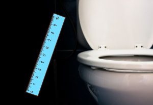 toilette avec règle bleu